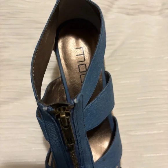 Moda Blue Wedge Sandals - Picture 3 of 7